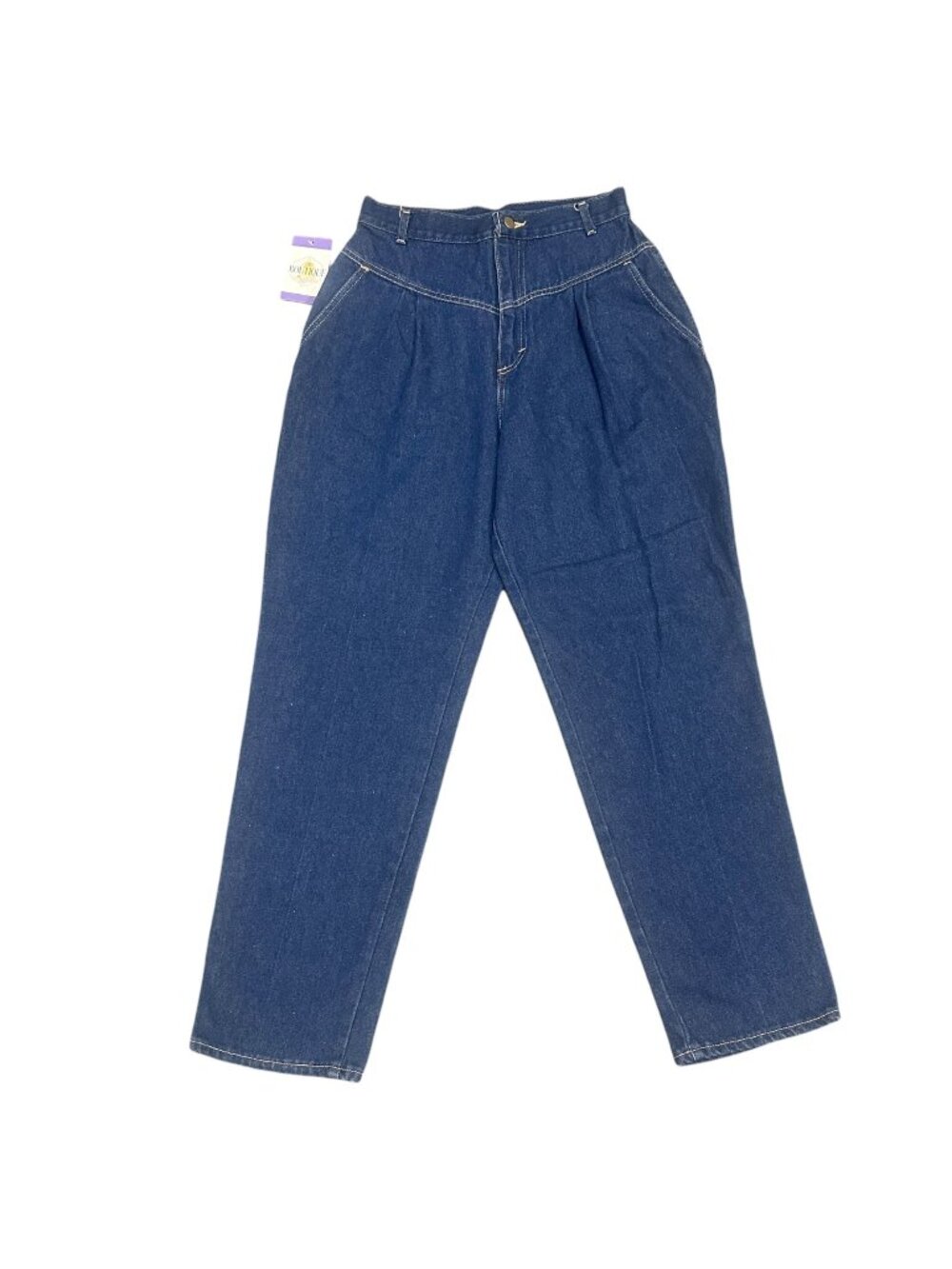 Vintage 27X29 High Waisted Mom Jeans Pleated Yoke Dark Wash Baggy 80s USA Granny